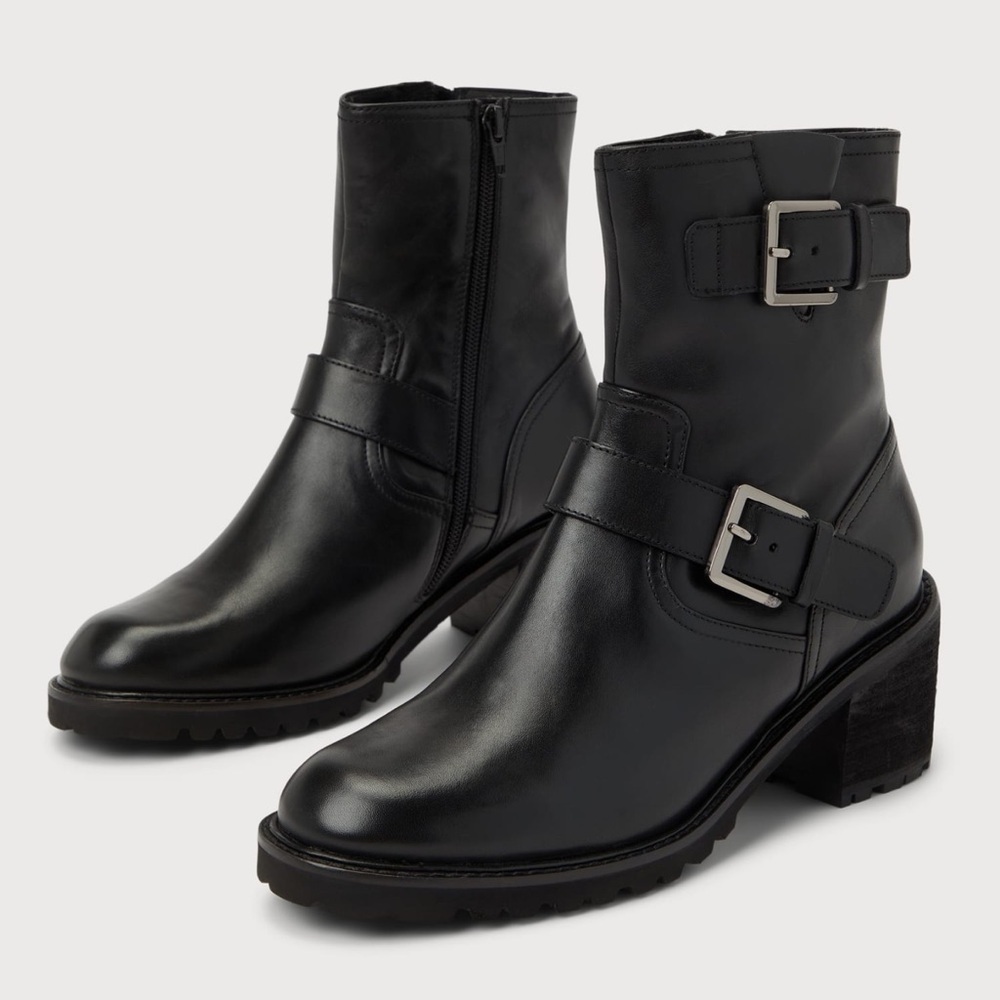 NWOT Seychelles Black Moto Boots with Buckle Detail-Size 8